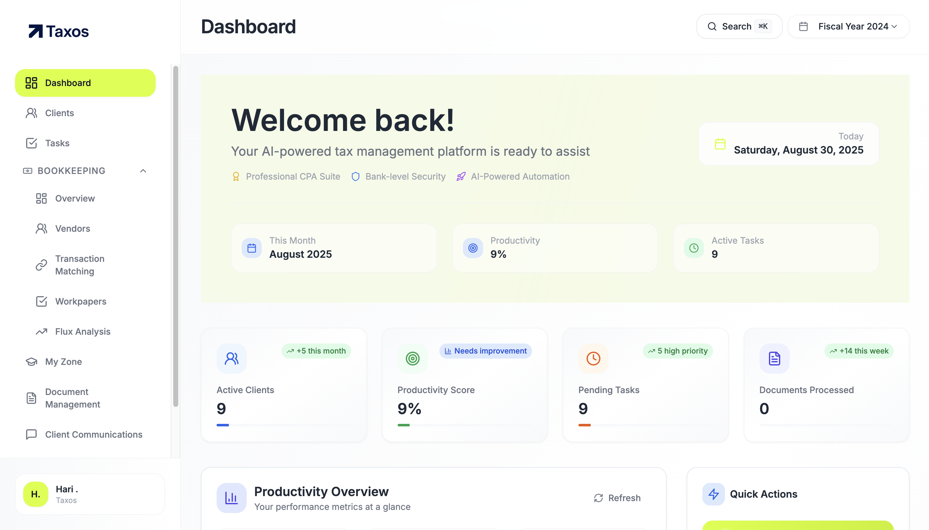 Taxos Dashboard